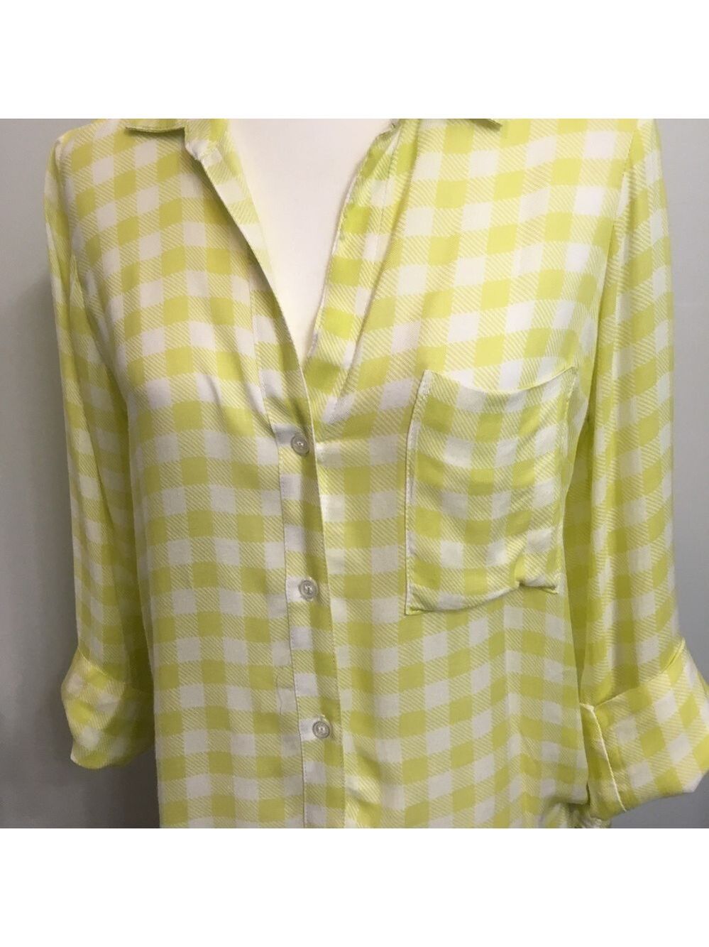 Bella Dahl Anthro Yellow Checkered Plaid Top - Picture 3 of 7